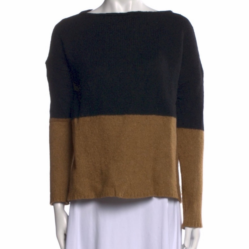 Color Block Sweater - Black and Brown